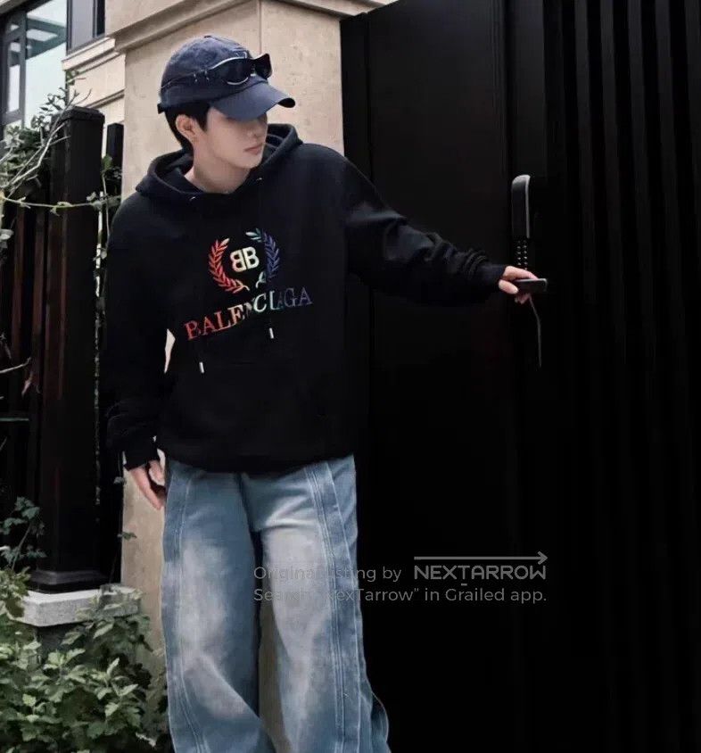 Balenciaga Balenciaga Black logo lettering wheat embroidery cotton ho Size US L / EU 52-54 / 3 - 8 Thumbnail