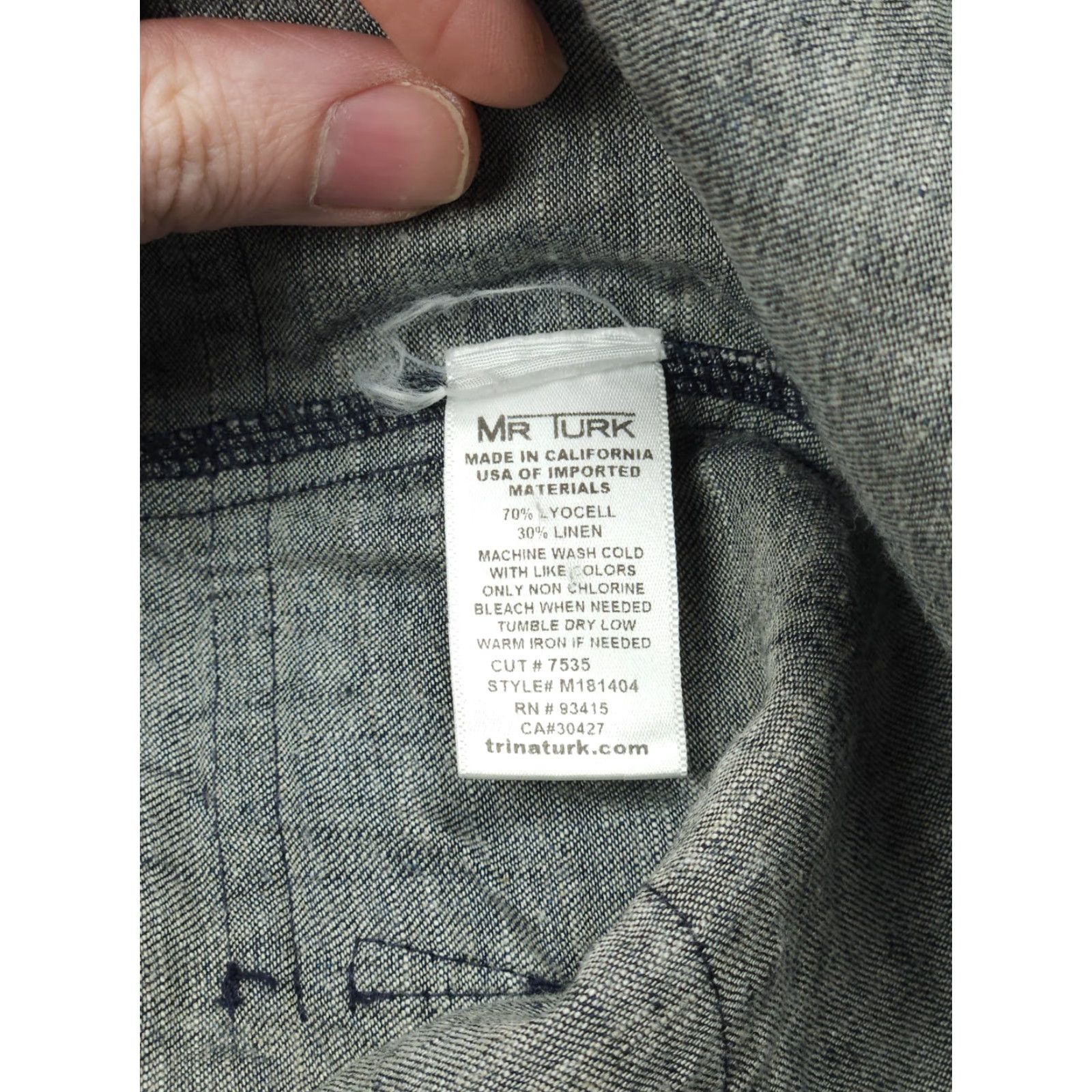 Mr Turk MR TURK Blazer Jacket Mens 40 Gray Lyocell Linen Blend 2 Button Chore Pockets Jacket Blazer Chore Pockets Mens 40 Gray Size 40R - 7 Thumbnail