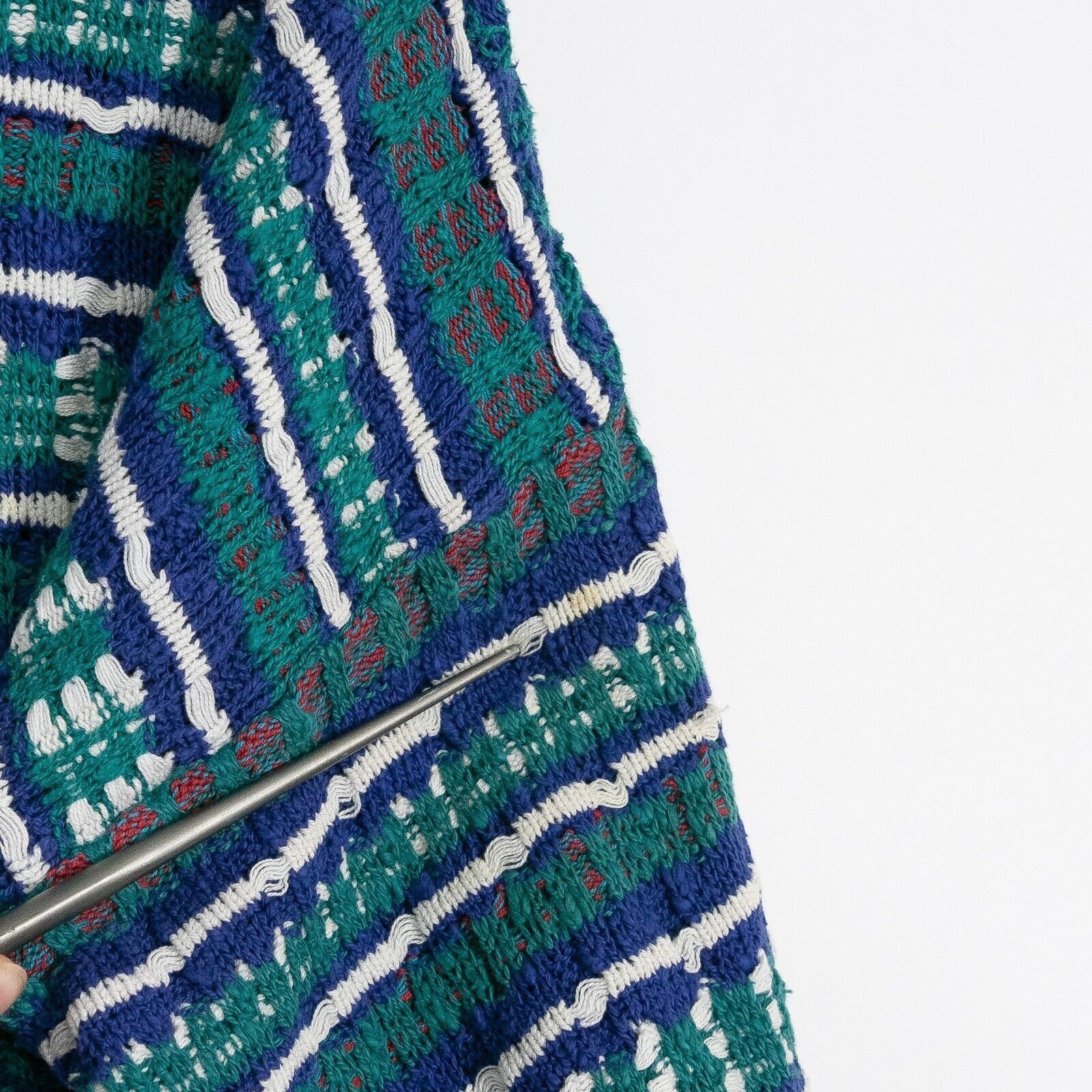Vintage Vintage Striped Cotton Knit Sweater Mens Large - Textured Size US L / EU 52-54 / 3 - 7 Thumbnail