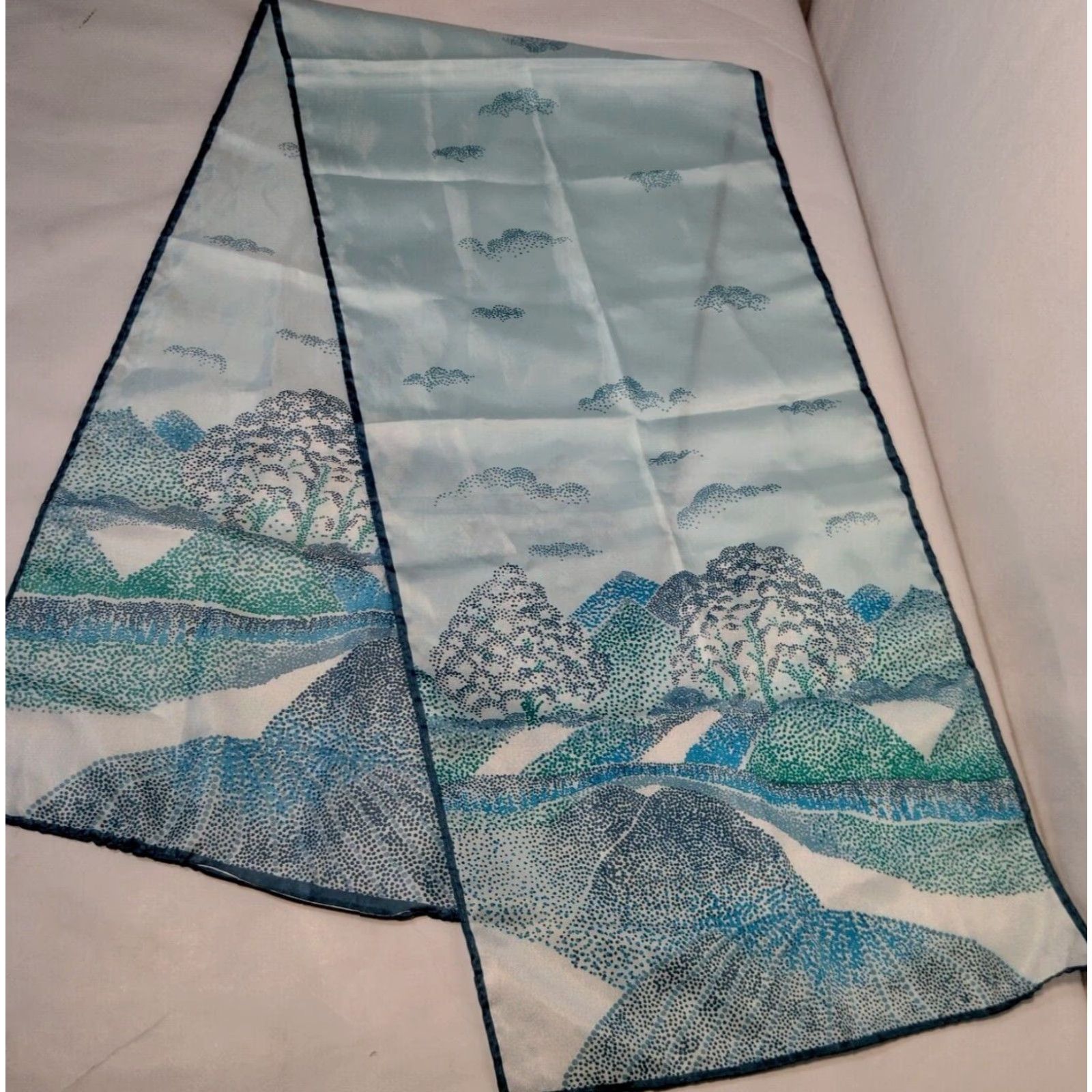 Vintage VINTAGE BAAR & Beards Scarf Rectangle Scarf Unisex 52.25" x 13" Blue Nature Landscape Japan Womens Mens Boys Girls Size ONE SIZE - 3 Thumbnail