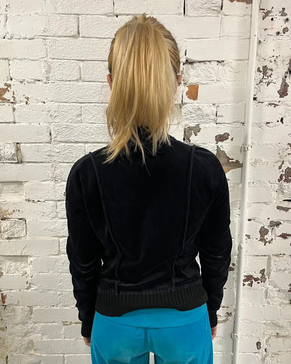 Marithe + Francois Girbaud 2000s Marithé + François Girbaud Navy Velvet Zip Up Sweater Size S / US 4 / IT 40 - 3 Thumbnail