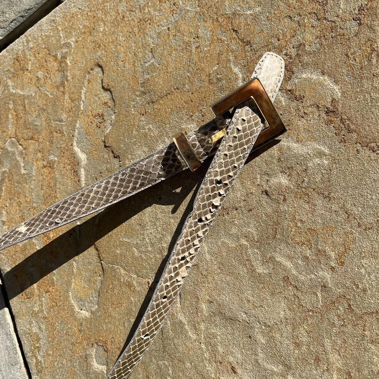 Vintage Vintage 80s Genuine Snake Skin Tan Grey Belt Size ONE SIZE - 2 Thumbnail