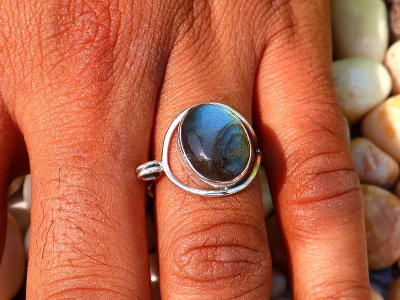 Handmade Labradorite Ring, 925 Silver Ring, Handmade Gift For Her Size ONE SIZE - 8 Thumbnail
