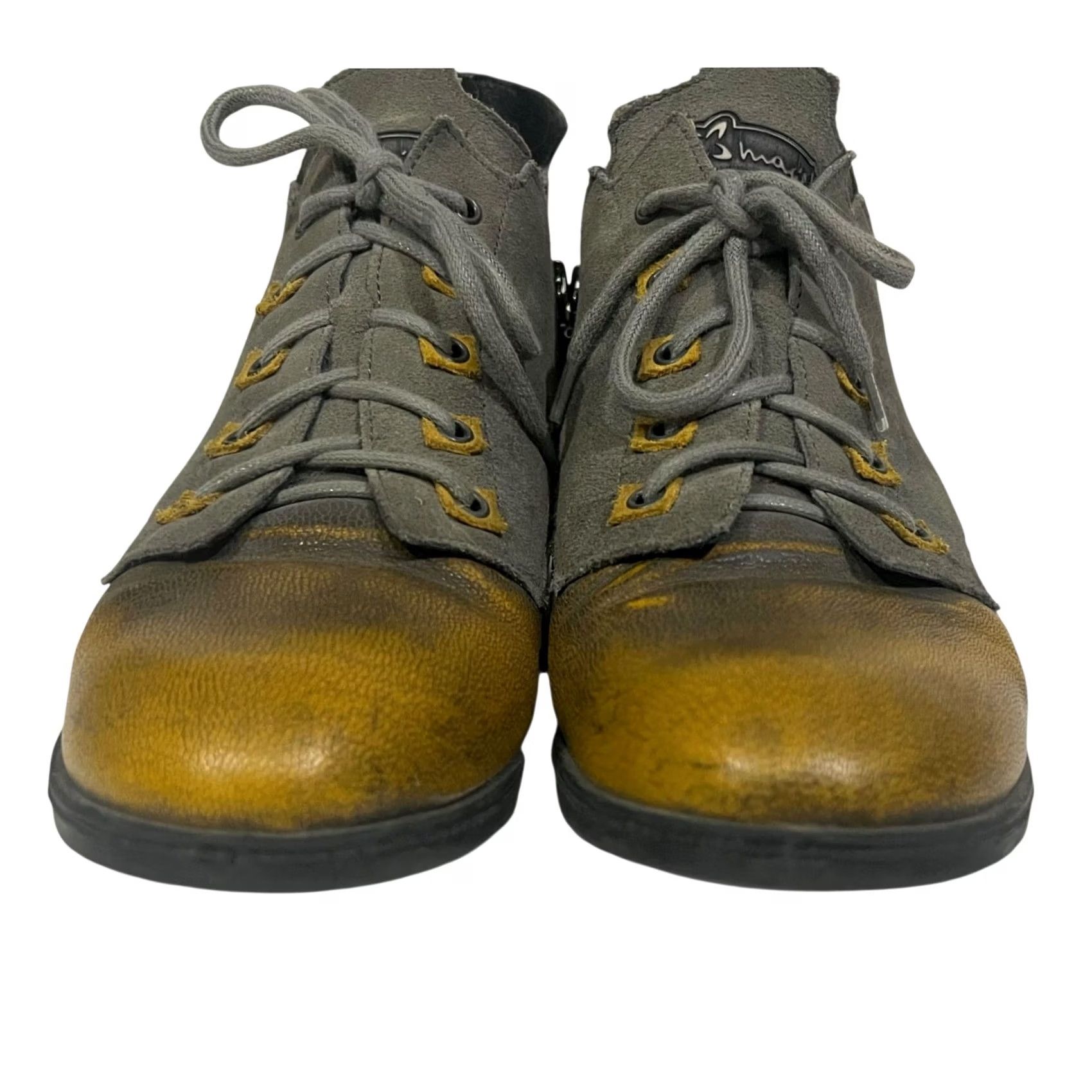 Vintage Maciejka Ankle Boots Boots Leather Gray Yellow Vintage-Look Zip Sz 8 Womens Shoes Size US 8 / IT 38 - 3 Thumbnail