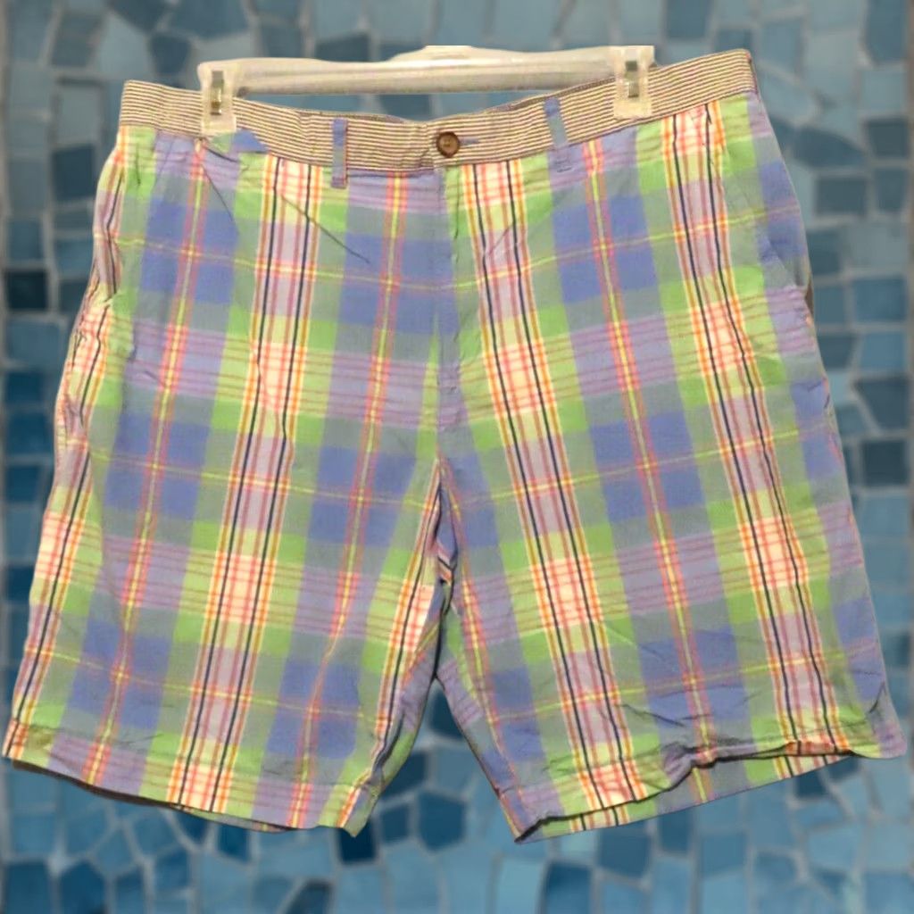Tommy Hilfiger Tommy Hilfiger Men Short Pants Multicolor Casual Plaid Button Pocket Cotton Regular 38 Chino Breathable Lightweight Spring Summer 38 in Mens Size US 38 / EU 54 - 1 Thumbnail