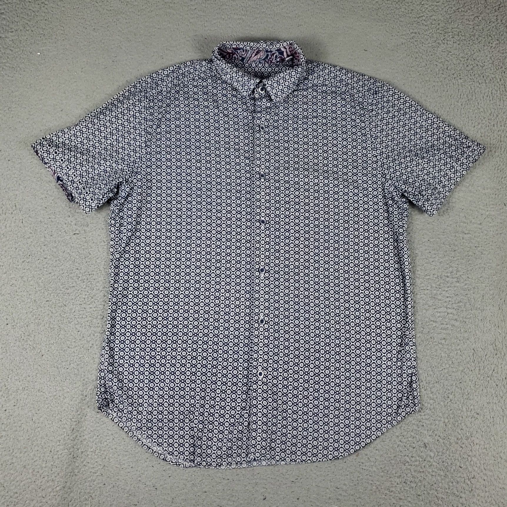 Robert Graham Robert Graham Blue Geometric Button-Up Shirt Mens Medium Short Sleeve Size US M / EU 48-50 / 2 - 2 Thumbnail