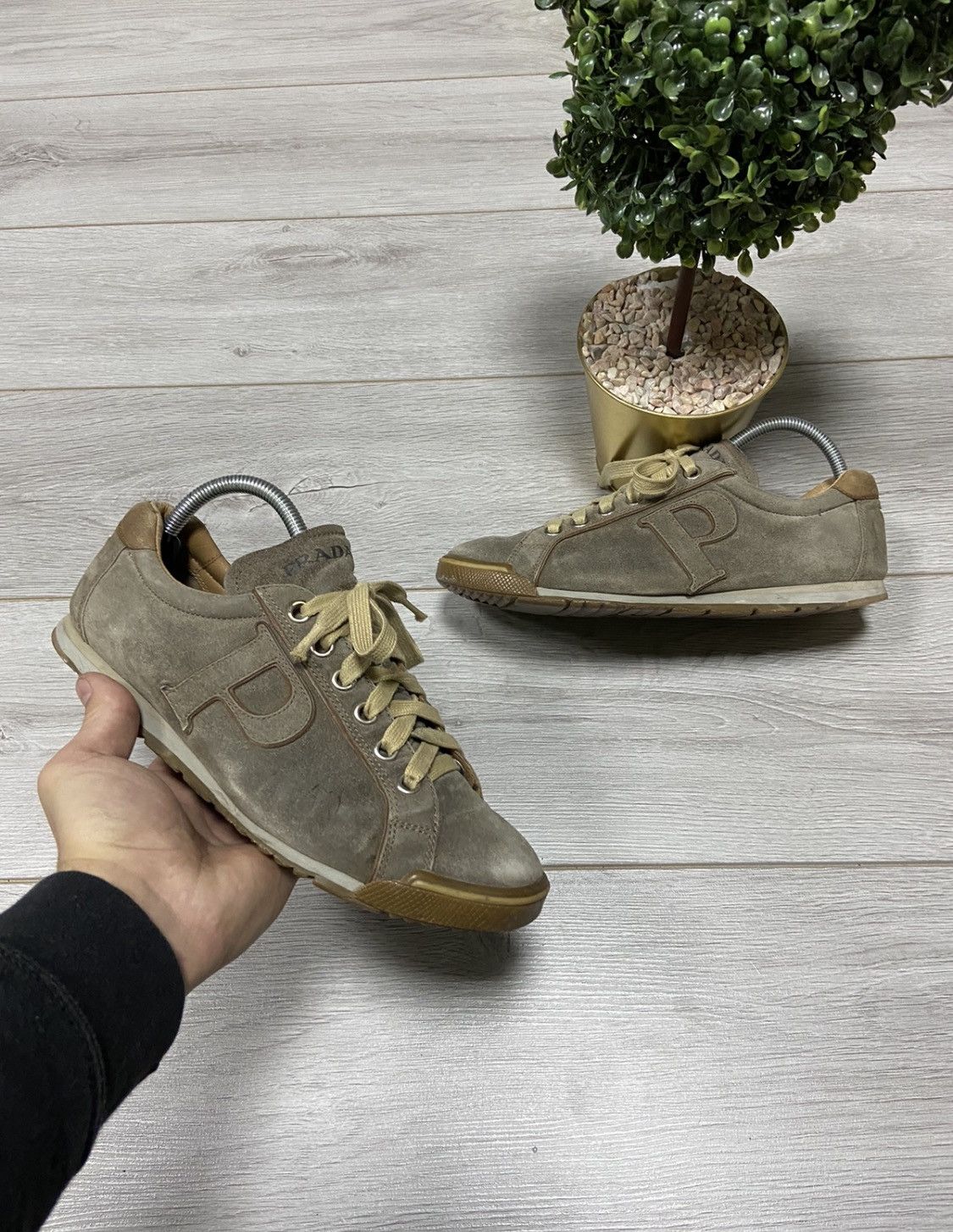 Prada Prada leather sneakers red tab metallic logo Size US 8.5 / EU 41-42 - 1 Thumbnail