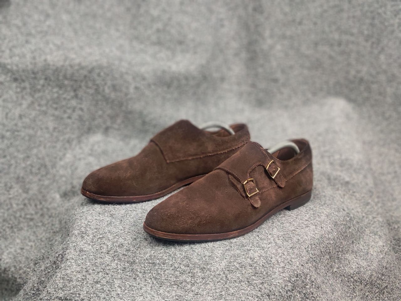Vintage Gordon Bros Design Brown suede monk shoes with two straps Size US 12 / EU 45 - 8 Thumbnail
