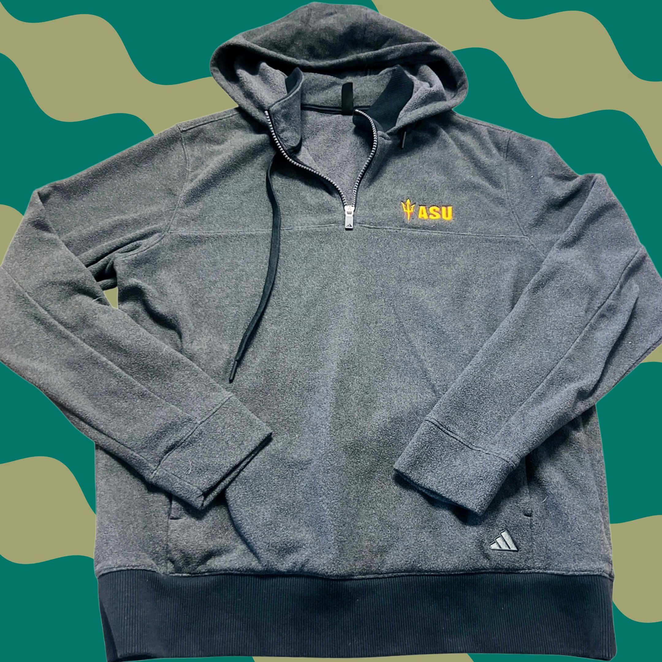 Vintage Adidas ASU Gray 1/4 Zip Fleece Hoodie Size L Men Size US L / EU 52-54 / 3 - 1 Thumbnail