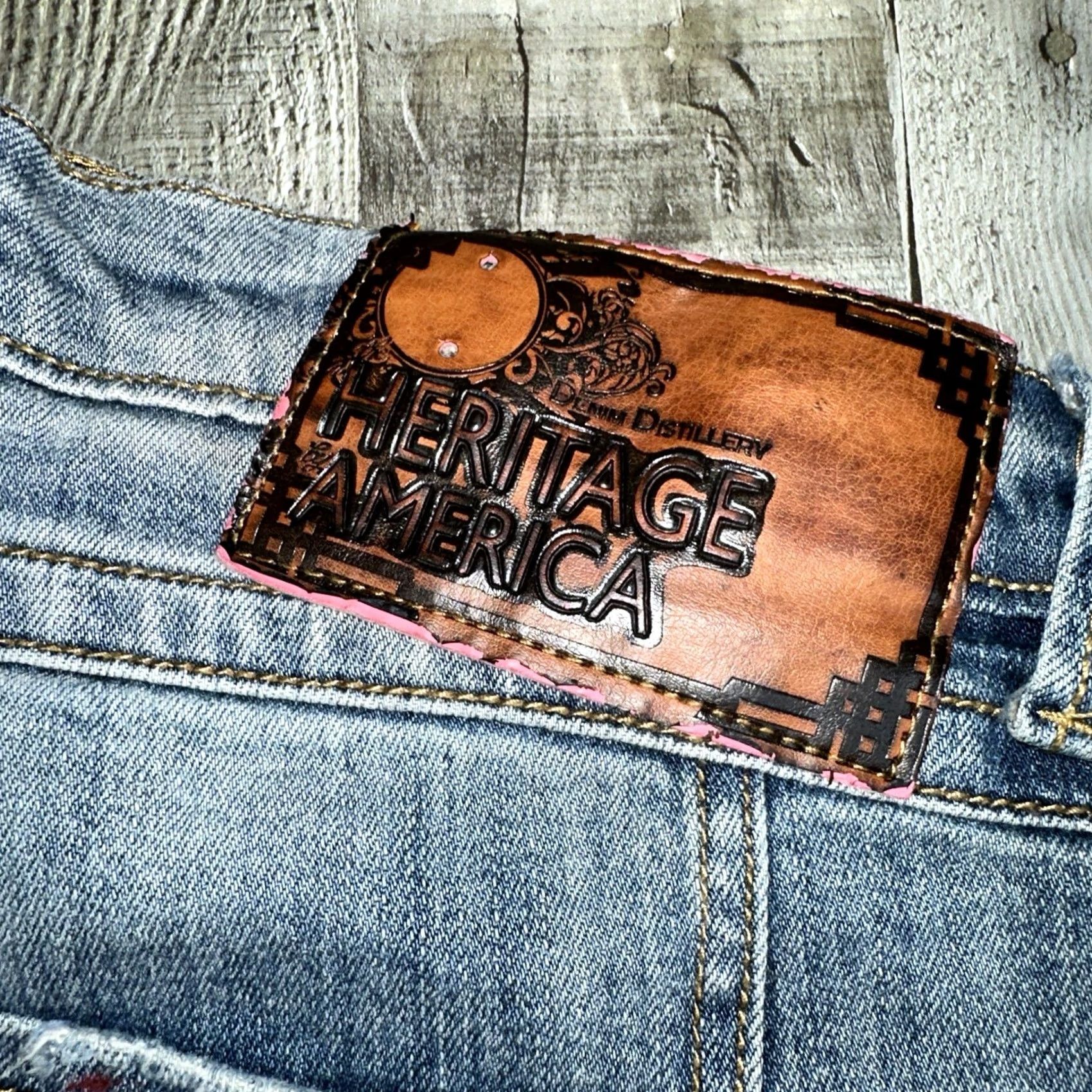 Vintage Heritage America Denim Distillery Jeans Distressed Paint Splattered 38x34 Mens Regular Blue 100% Cotton Denim Distillery Logo Zip Straight Vintage N/A Size US 38 / EU 54 - 4 Thumbnail