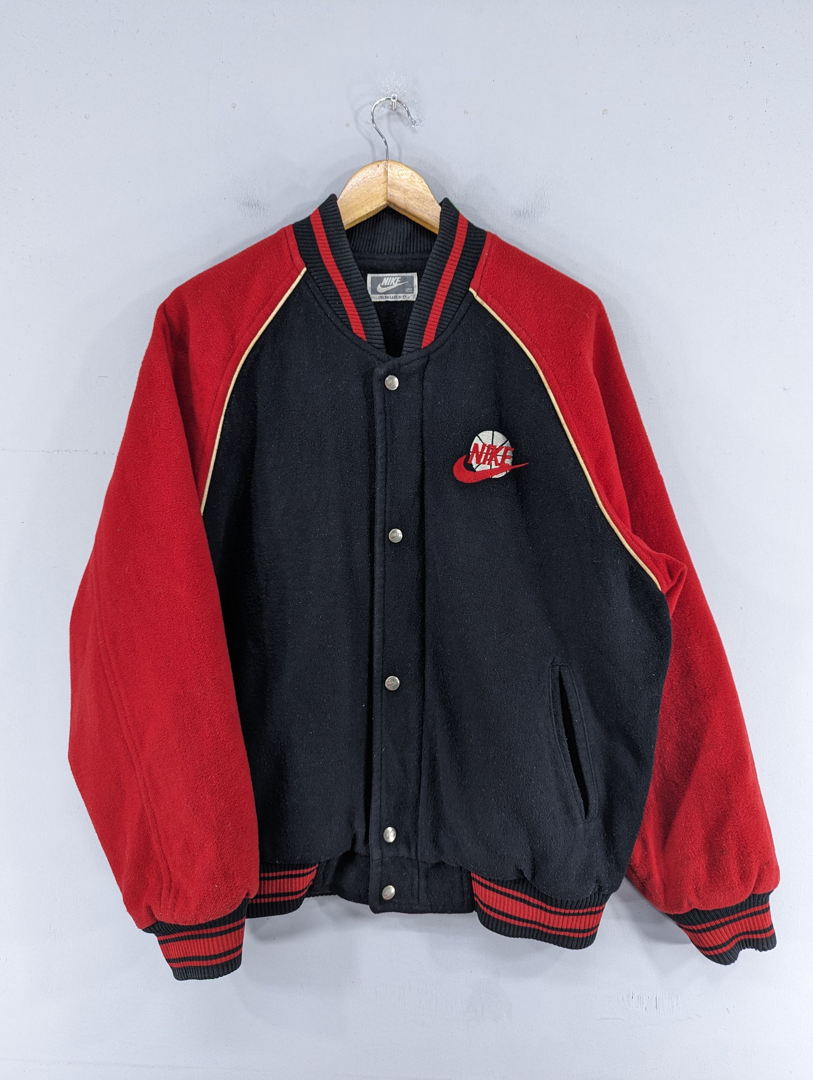 image of Vintage 90's Nike Air Force Basketball Varsity Jacket, Men's (Size Large)