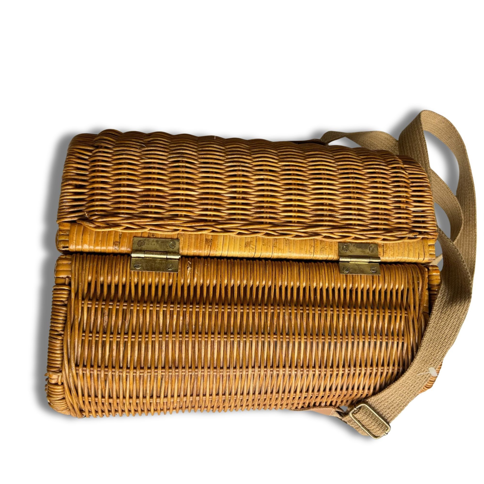 Other Vintage Wicker Wine Carrier Basket With Leather Straps & Gre Size ONE SIZE - 4 Thumbnail