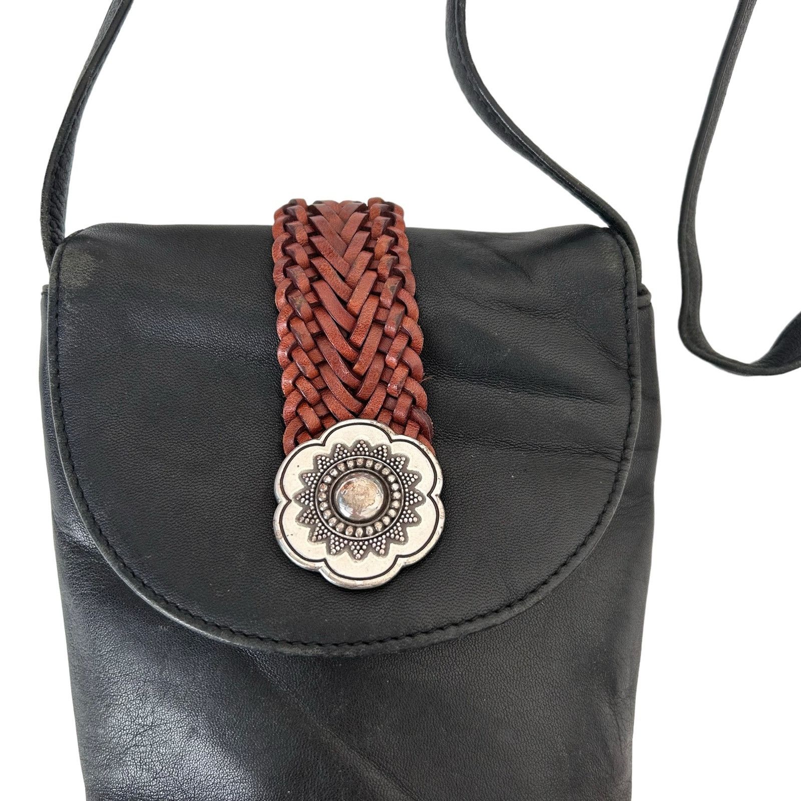 Brighton Brighton One World Black Leather Crossbody Bag Size ONE SIZE - 3 Thumbnail