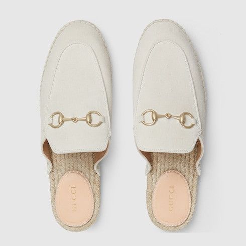 Gucci oc11z0126 Women's Espadrille Mules With Horsebit in Ivory Size US 10 / IT 40 - 5 Thumbnail