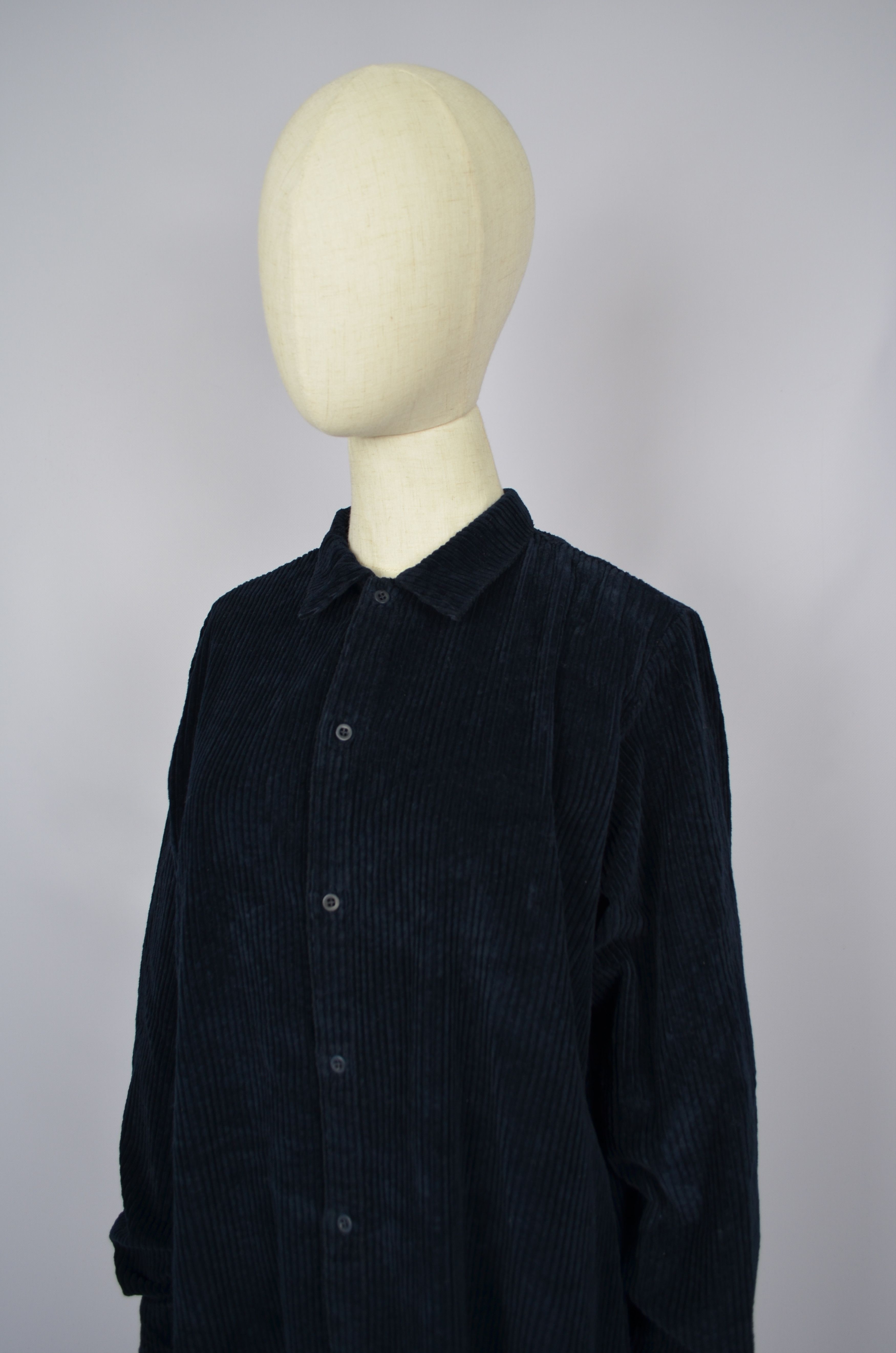 Designer Labo.Art Navy Corduroy Long Shirt Pockets Size 1/S Italy Size S / US 4 / IT 40 - 4 Thumbnail