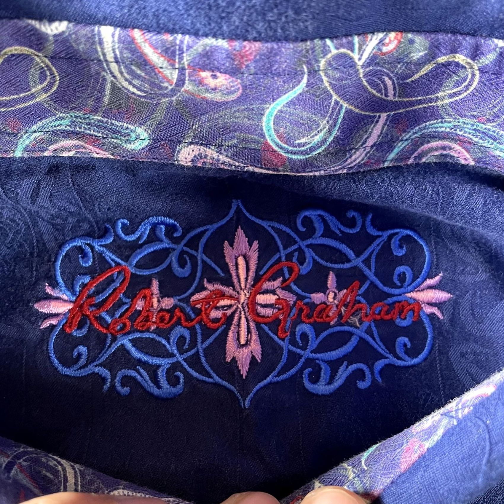Robert Graham Robert Graham Shirt Mens XL Blue Classic Fit Jacquard Flip Cuff Button Down Size US XL / EU 56 / 4 - 4 Thumbnail