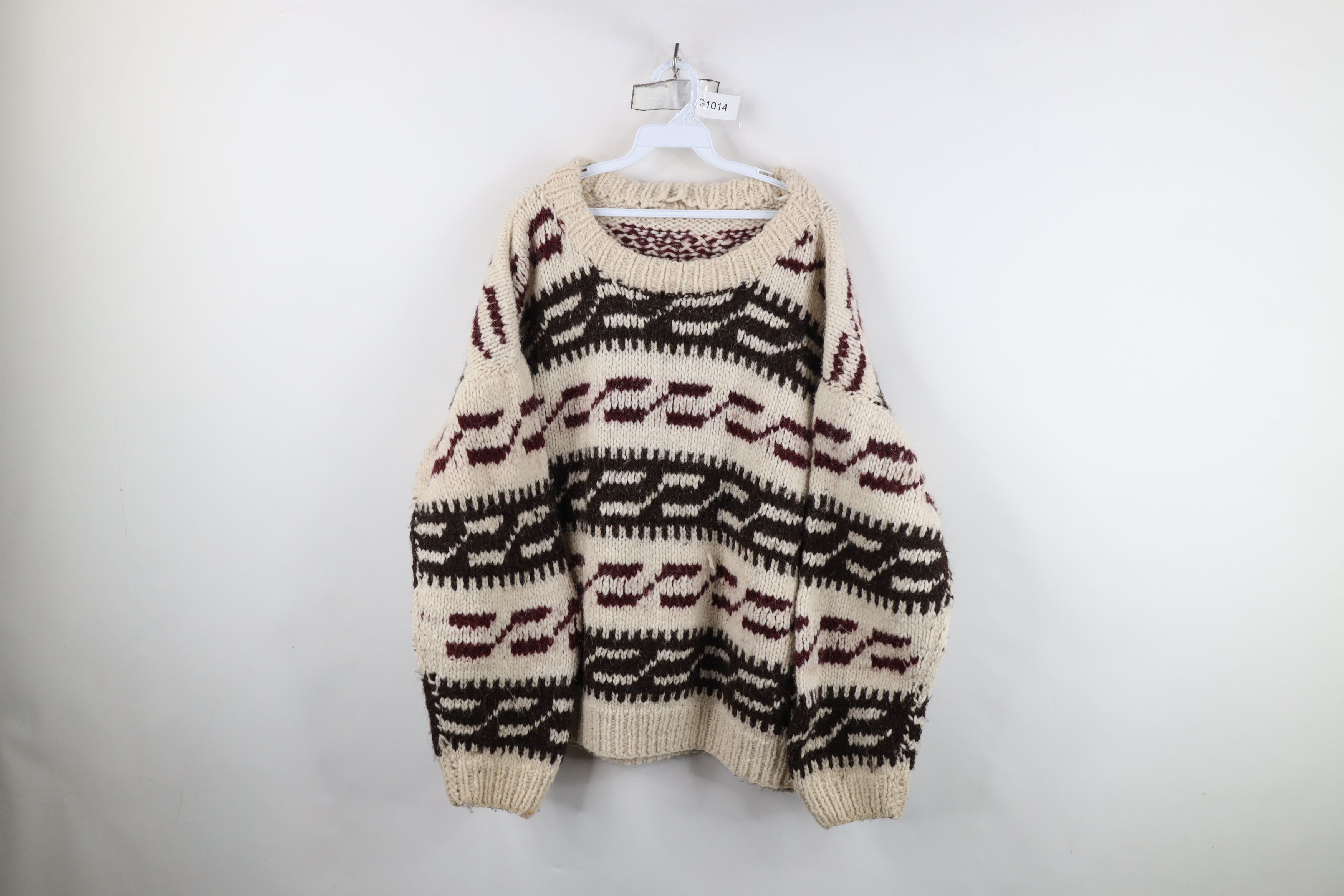 Vintage Vintage 50s 60s Streetwear Wool Cowichan Sweater Geometric Size US XXL / EU 58 / 5 - 1 Thumbnail