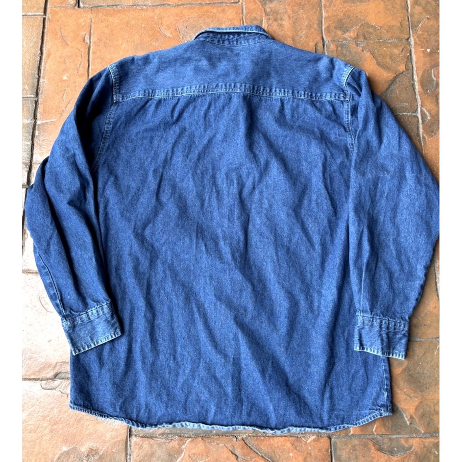 Faded Glory VINTAGE Faded Glory Button Denim Jean Shirt Mens L Blue 90s Pockets Shirt Regular Mens Size US L / EU 52-54 / 3 - 3 Thumbnail