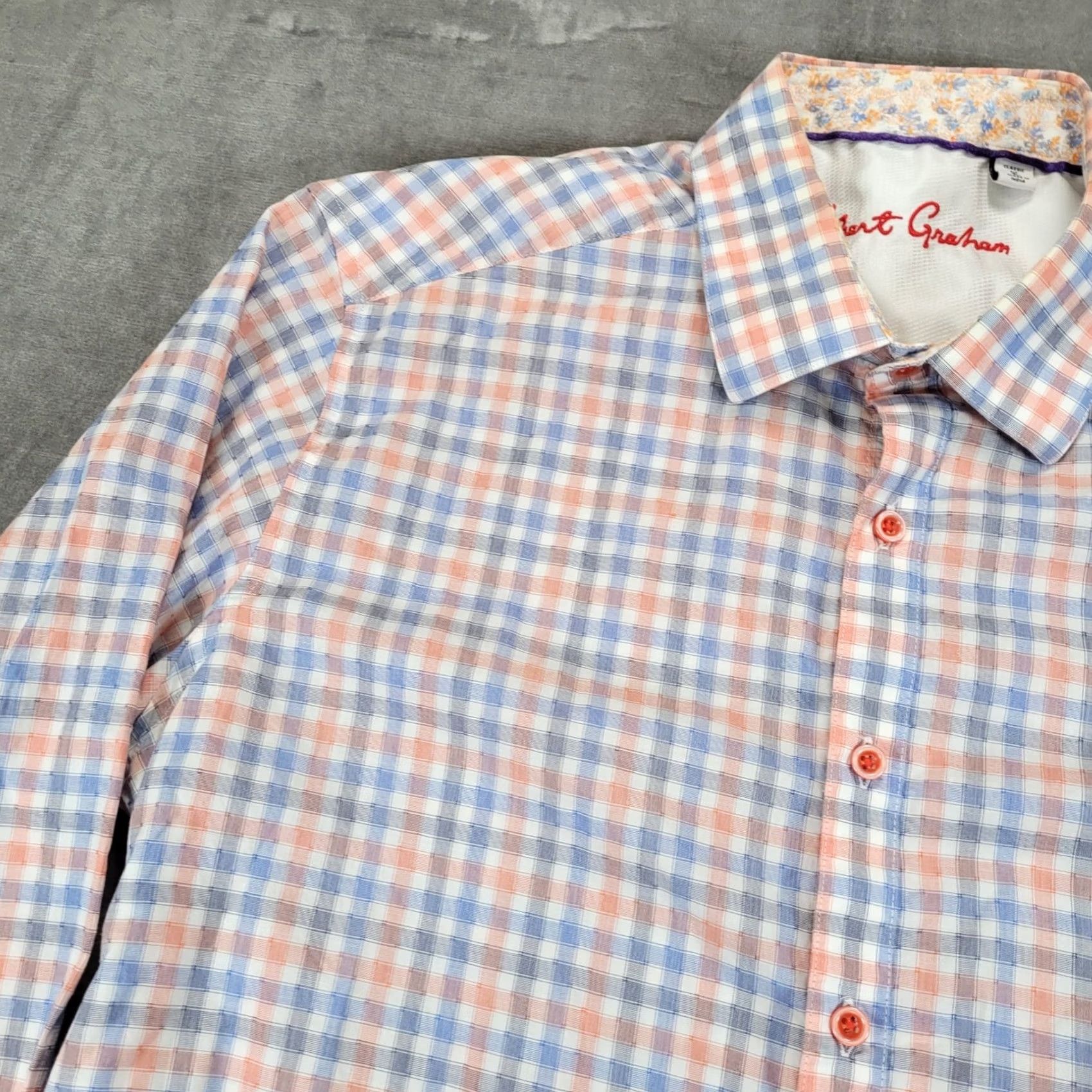 Robert Graham Robert Graham Mens Plaid Button Up Shirt Long Sleeve Blue Size XL Size US XXL / EU 58 / 5 - 6 Thumbnail