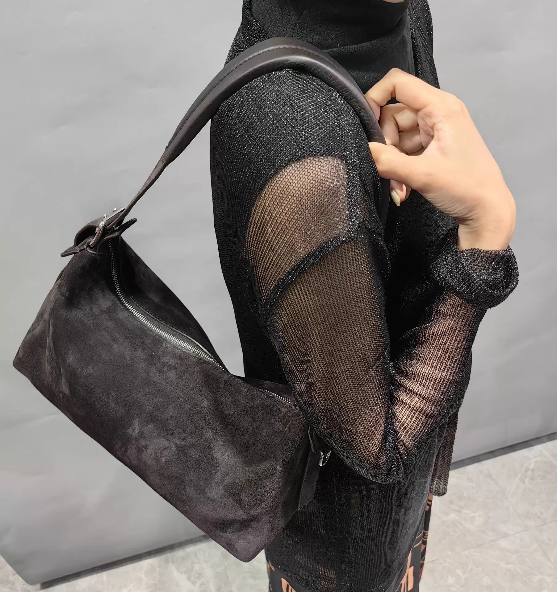 Lemaire LEMAIRE Suede Shoulder Bag Black Brown Near New Size ONE SIZE - 6 Thumbnail