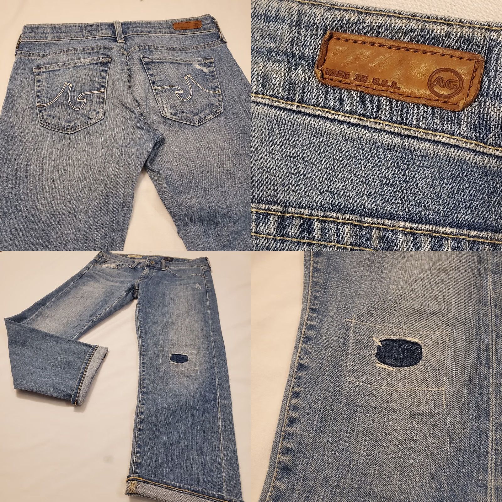 Vintage AG Adriano Goldschmied Jeans Womens 26 Blue Tomboy Crop Denim Relaxed USA Made Size 26" / US 2 / IT 38 - 8 Thumbnail