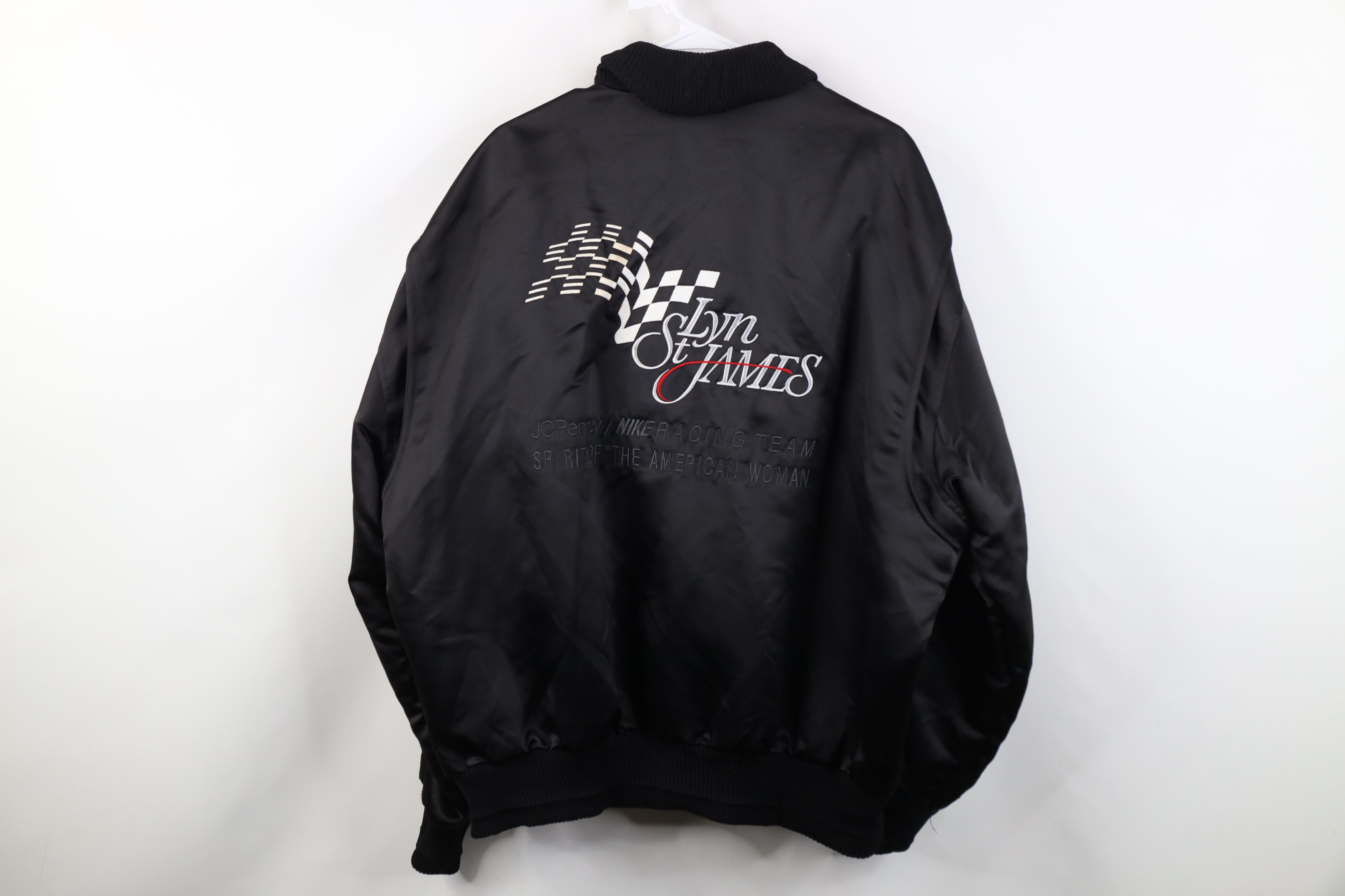 Nike Vintage 90s Nike Racing Team James Satin Bomber Jacket Black Size US L / EU 52-54 / 3 - 15 Thumbnail
