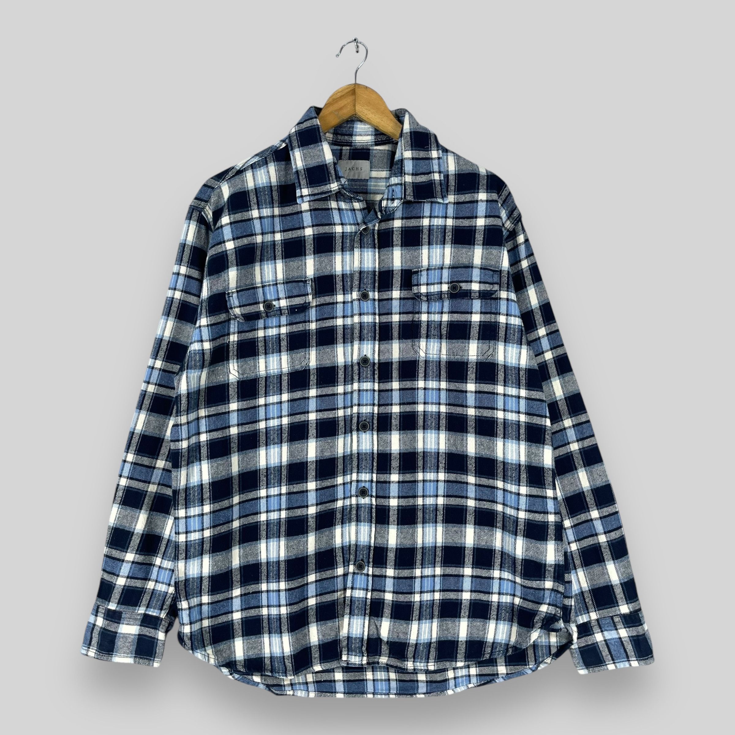 Flannel Jachs Checkered Blue Tartan Double Pocket Minimalist Flannel Size US L / EU 52-54 / 3 - 1 Thumbnail