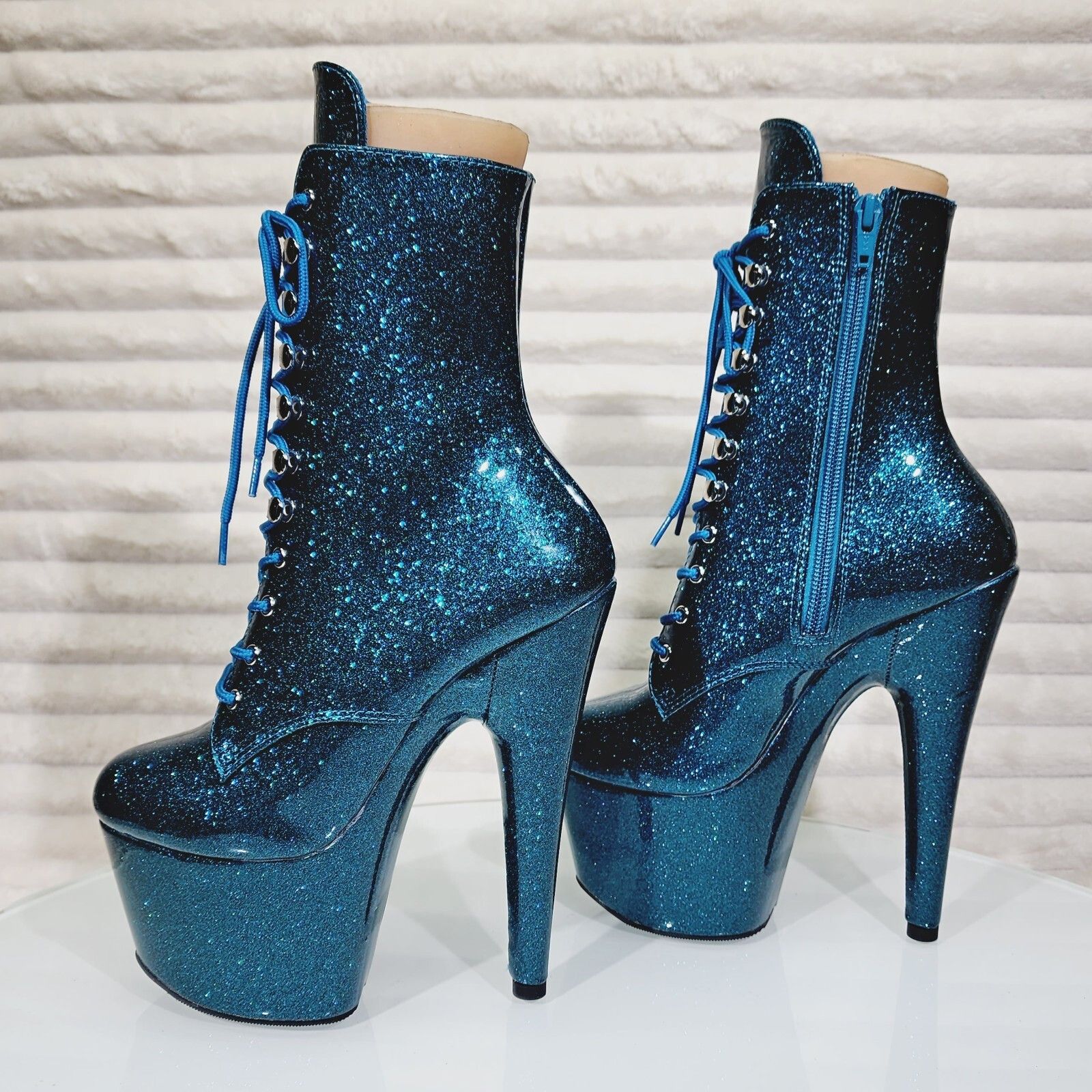 Other Adore 1020GP Teal Glitter Patent 7" High Heel Platform Ankl Size US 6 / IT 36 - 1 Thumbnail
