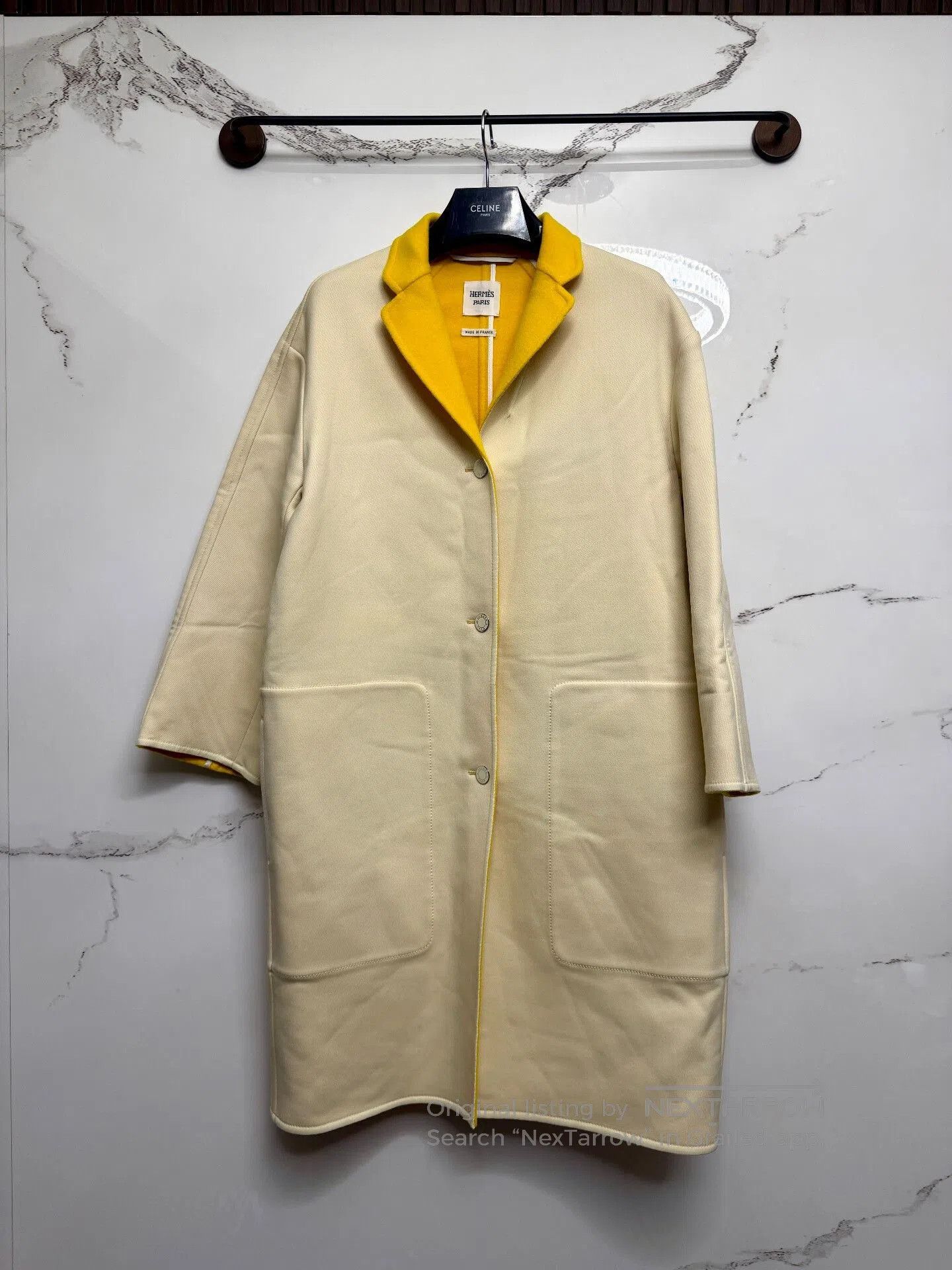 Hermes hermes white coat with yellow collar. Size S / US 4 / IT 40 - 1 Thumbnail