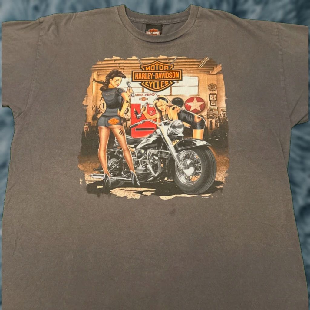 Harley Davidson VINTAGE Harley-Davidson T-Shirt Men XL Gray 90s Biker Grunge Hip Hop Motorcycle Punk USA Y2K Logo Shirt Size US XL / EU 56 / 4 - 1 Thumbnail