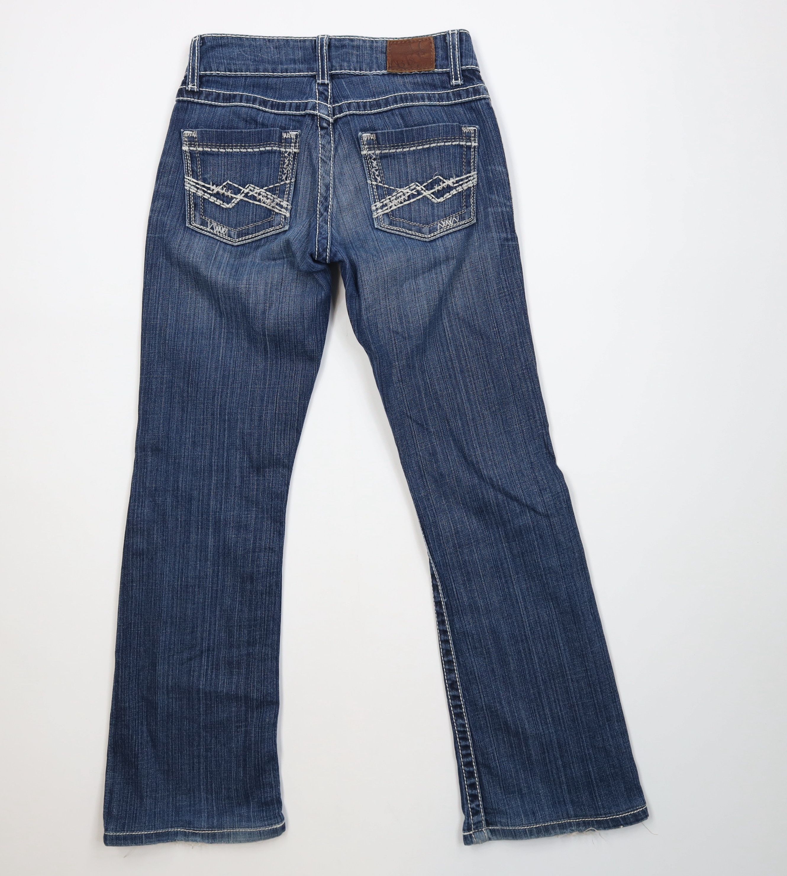 Vintage Buckle BKE Stretch Thick Stitch Flared Bootcut Jeans Blue Size 25" / US 0 / IT 36 - 9 Thumbnail