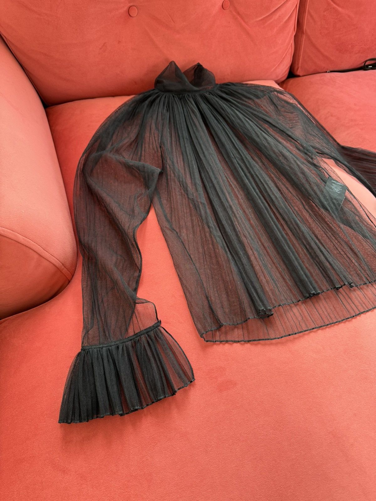 Saint Laurent Paris New Saint Laurent silk-tulle gathered blouse, size S Size S / US 4 / IT 40 - 12 Thumbnail