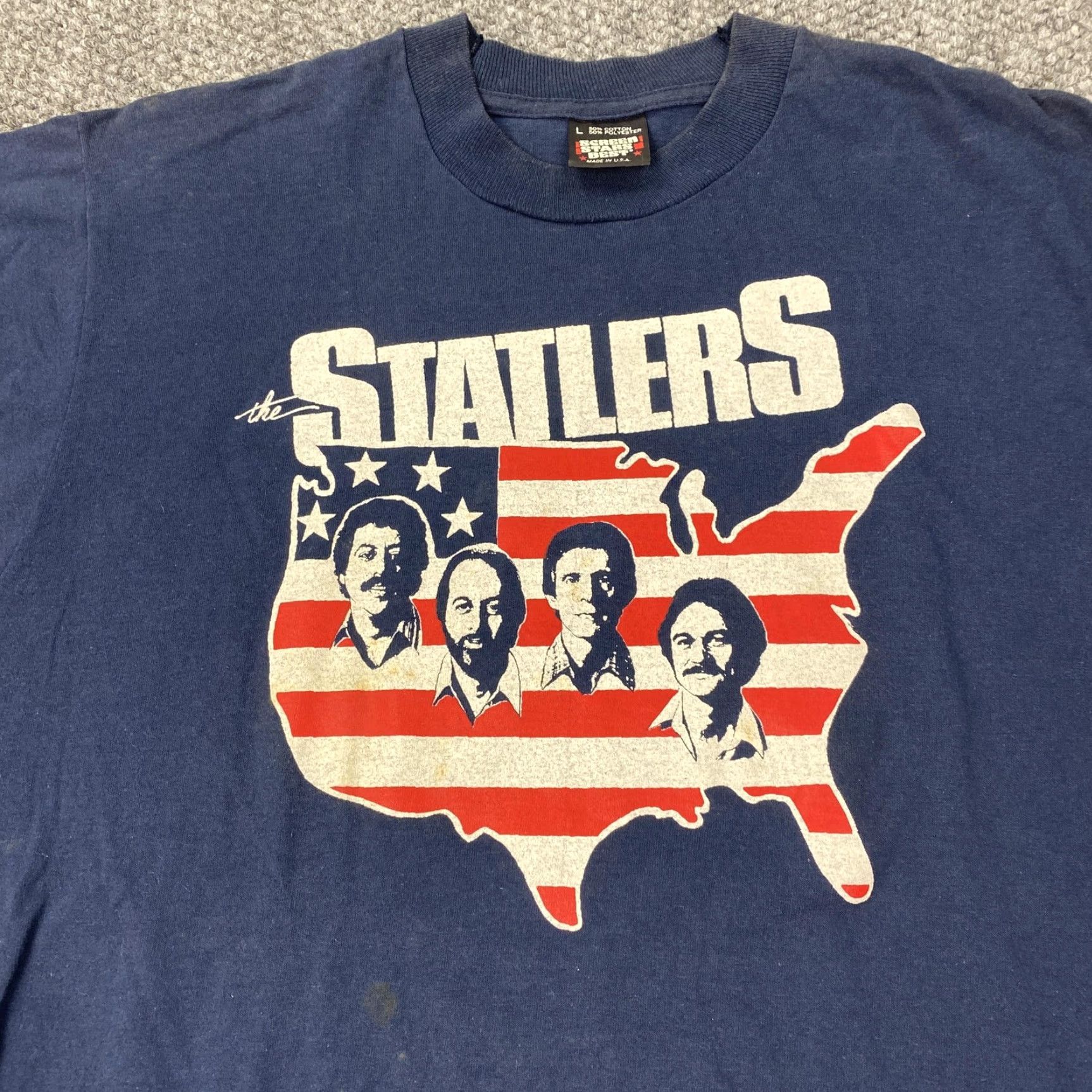 Vintage VINTAGE The Statlers Shirt Tee Mens Large Blue USA Flag Country Made USA 90s Size US L / EU 52-54 / 3 - 2 Thumbnail