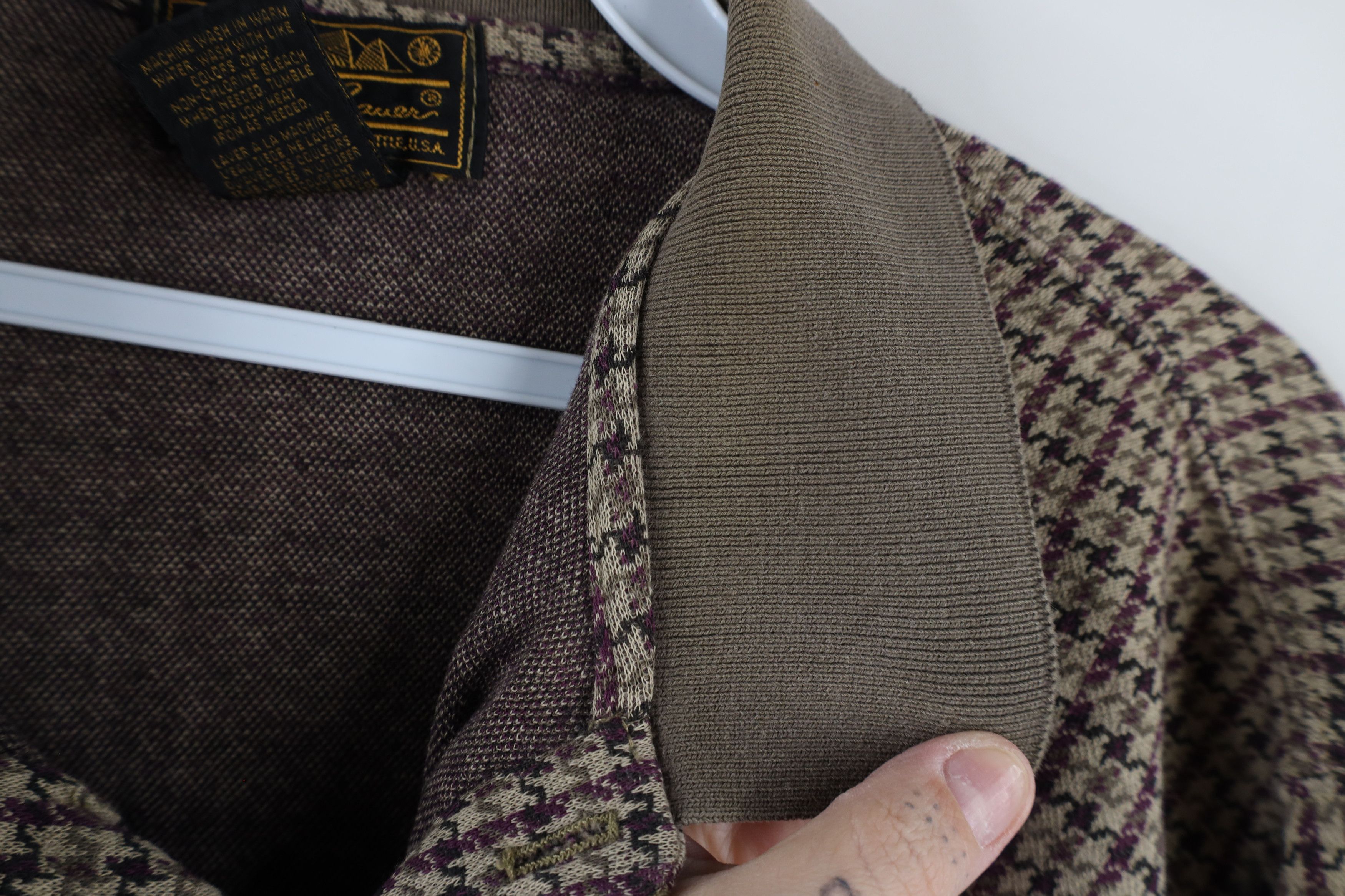 Eddie Bauer × Vintage Vintage 90s Eddie Bauer Houndstooth Long Sleeve Rugby Polo Size US L / EU 52-54 / 3 - 9 Thumbnail