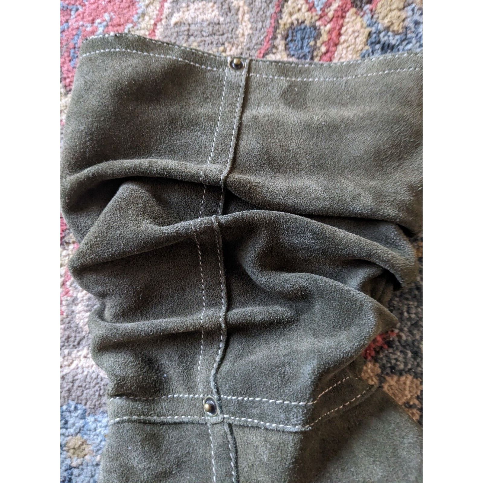 Bass Bass Suede Slouch Boots Green Elevated Flats 7 1/2 Matilda Size US 7.5 / IT 37.5 - 4 Thumbnail