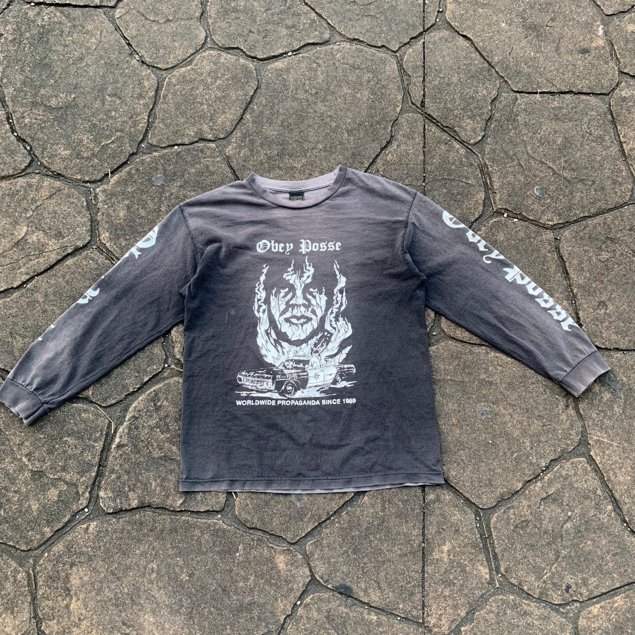 Obey Thrashed Sun Faded Obey Shirt Distressed Grunge ERD WCC BAND Size US L / EU 52-54 / 3 - 4 Thumbnail