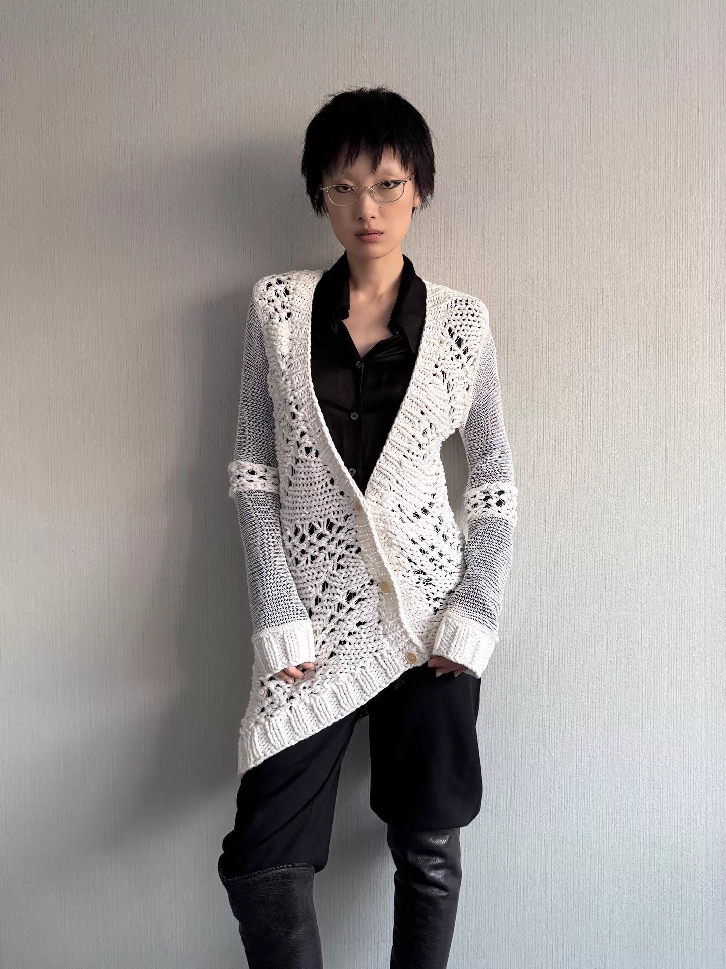 Helmut Lang Helmut Lang Open Knit Multi-Stitch Irregular Sweater S Size S / US 4 / IT 40 - 5 Thumbnail