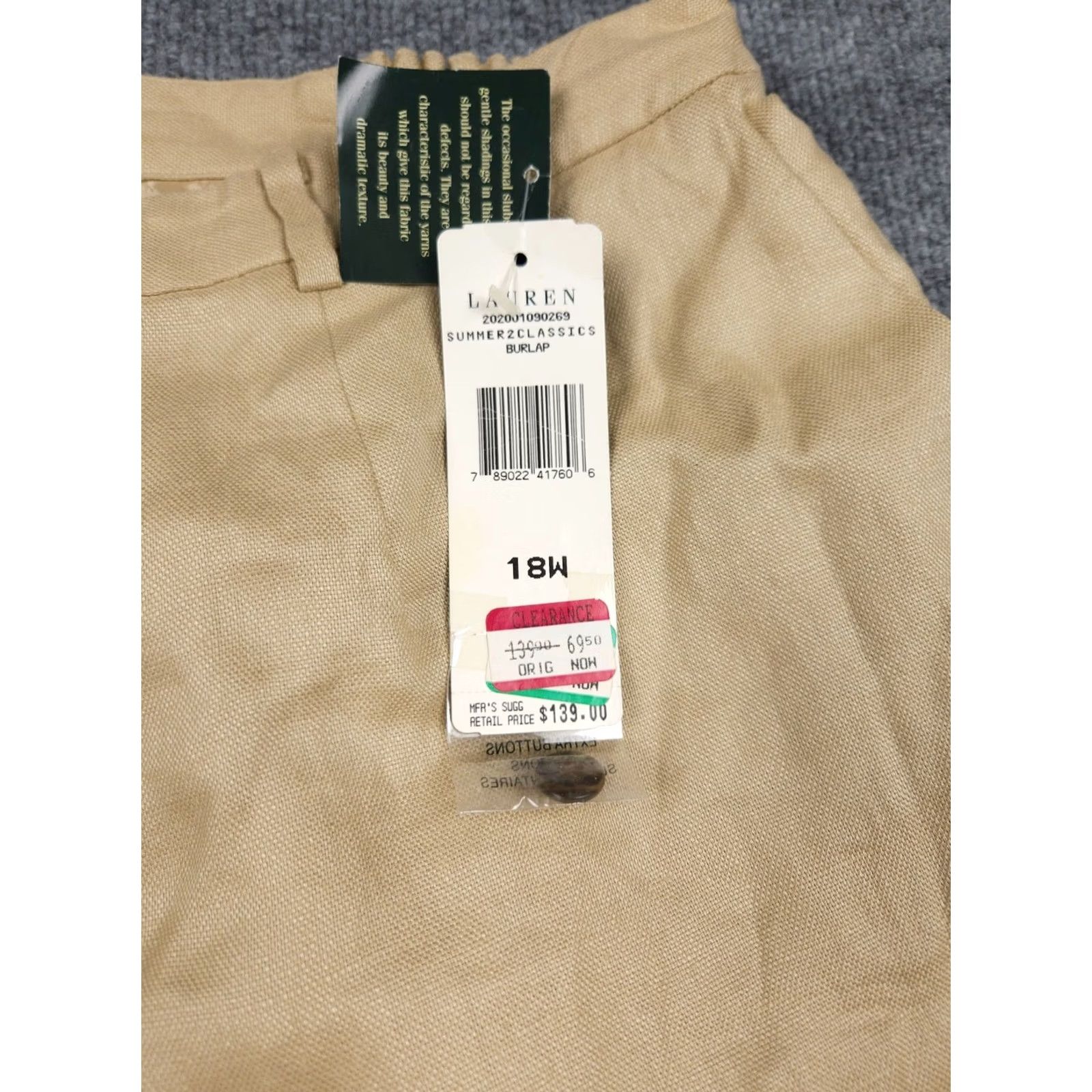 Ralph Lauren Lauren Ralph Lauren Linen Pants Women's 18WP 34 x 28 Beige Lined NWT Linen Pants Wide-Leg Jeans Style Beach City Preppy Summer Casual Travel Womens Size 40" / US 18 - 4 Thumbnail
