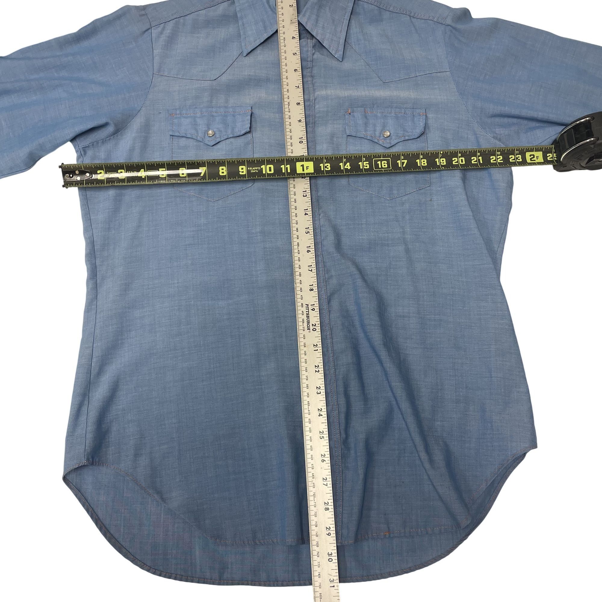 Other Vtg HIPPIE Cowboy Ultra Thin CHAMBRAY Western Pearl Snap Size US L / EU 52-54 / 3 - 5 Thumbnail