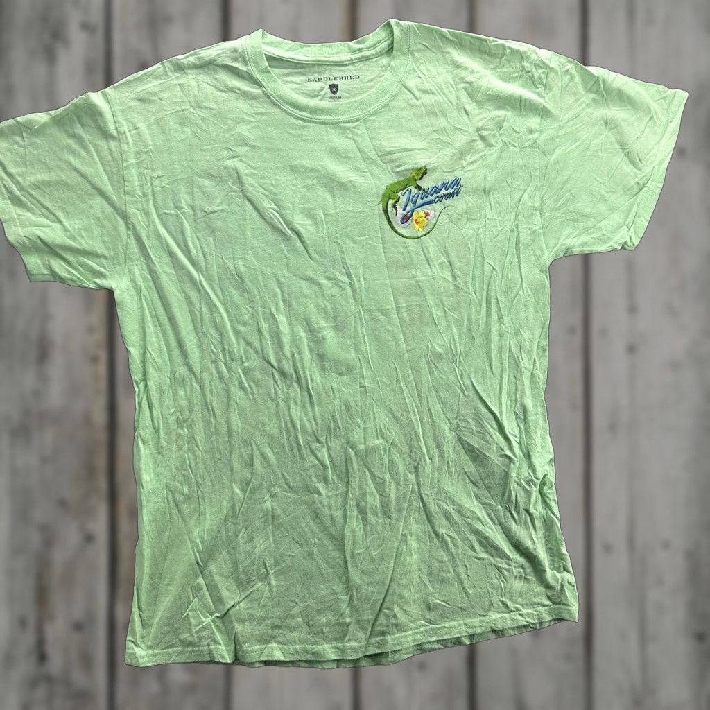 Vintage Saddlebred Shirt Mens M Green Iguana Coast Sunset Highway Motorcycle Graphic Shirt Size US M / EU 48-50 / 2 - 1 Thumbnail