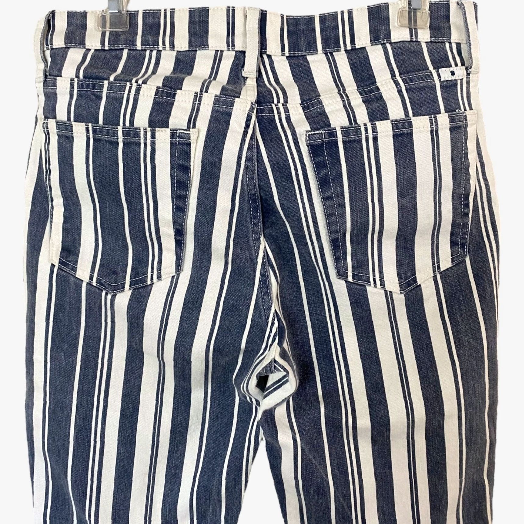 Lucky Brand Lucky Brand Bridgette High-Rise Crop Jeans Womens 29 Perry Stripe-Blue Denim 5-Pocket Cropped Capri Mini Boot Modern Slim Fit Size 29" - 6 Thumbnail