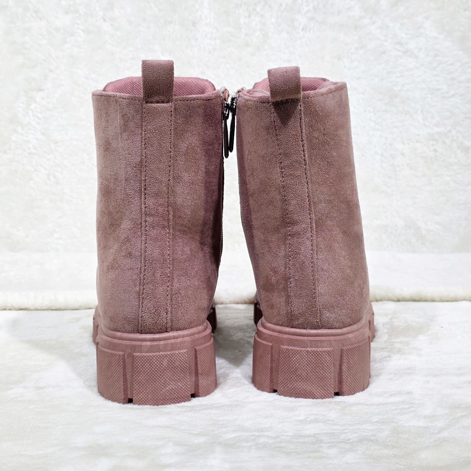 Other Cozy Dusty Pink Faux Suede Combat Ankle Boots Matching Colo Size US 6 / IT 36 - 5 Thumbnail