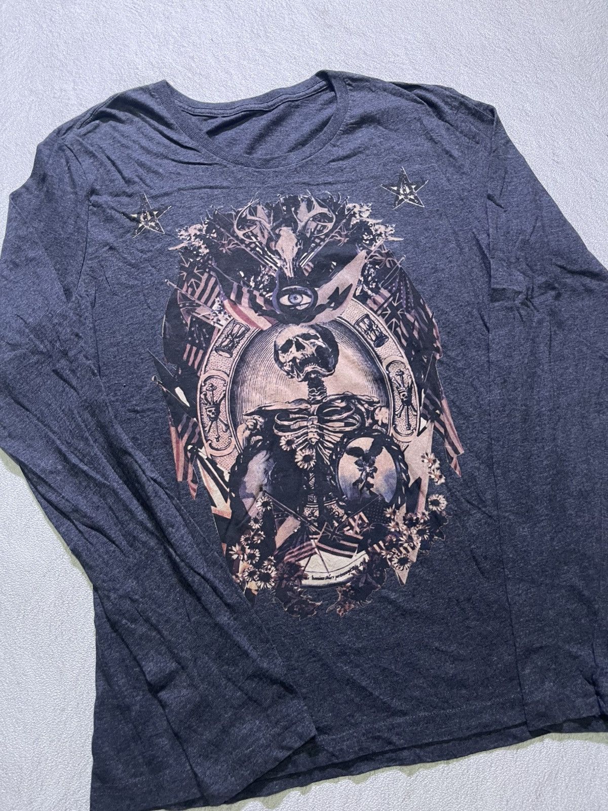 Japanese Brand Y2K long sleeve tshirt big skull punk style Size US M / EU 48-50 / 2 - 2 Thumbnail