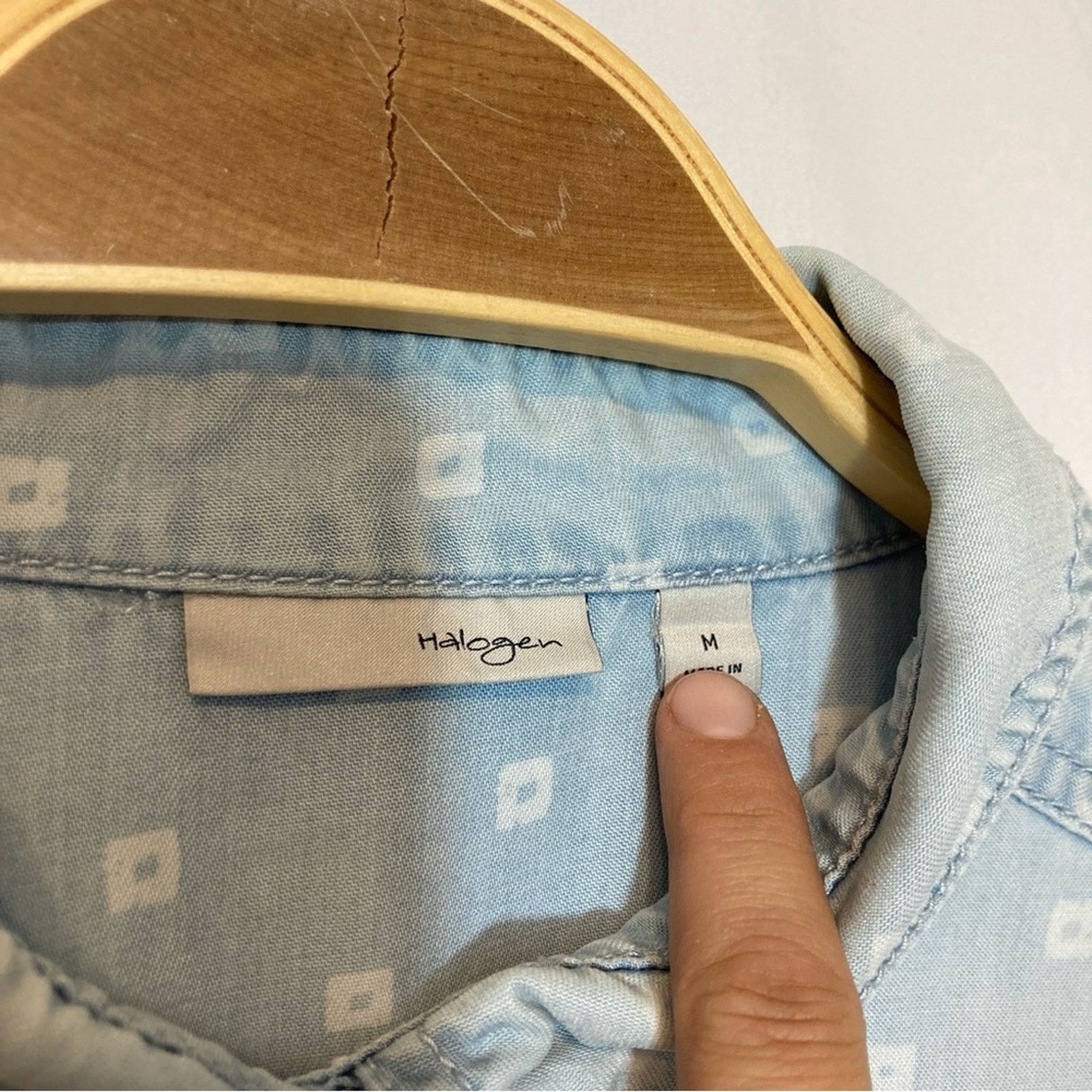 Other Halogen Tencel Lyocell Soft Denim Button Pockets Shirt Top Size M / US 6-8 / IT 42-44 - 2 Thumbnail