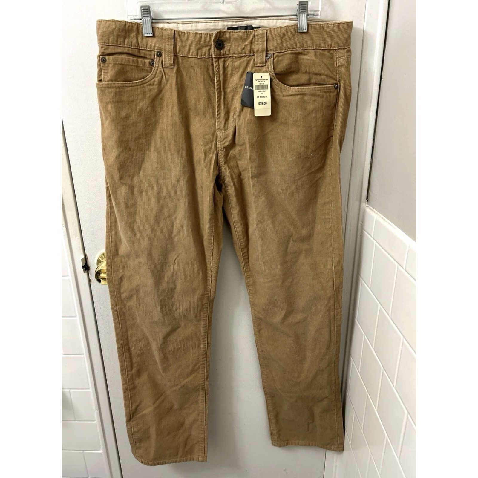Vintage LL Bean Signature Washed Corduroy Pants Mens 36x30 Tan Slim Straight NWT 5-Pocket Chino Utility Dress Casual Vintage: No Size US 36 / EU 52 - 2 Thumbnail