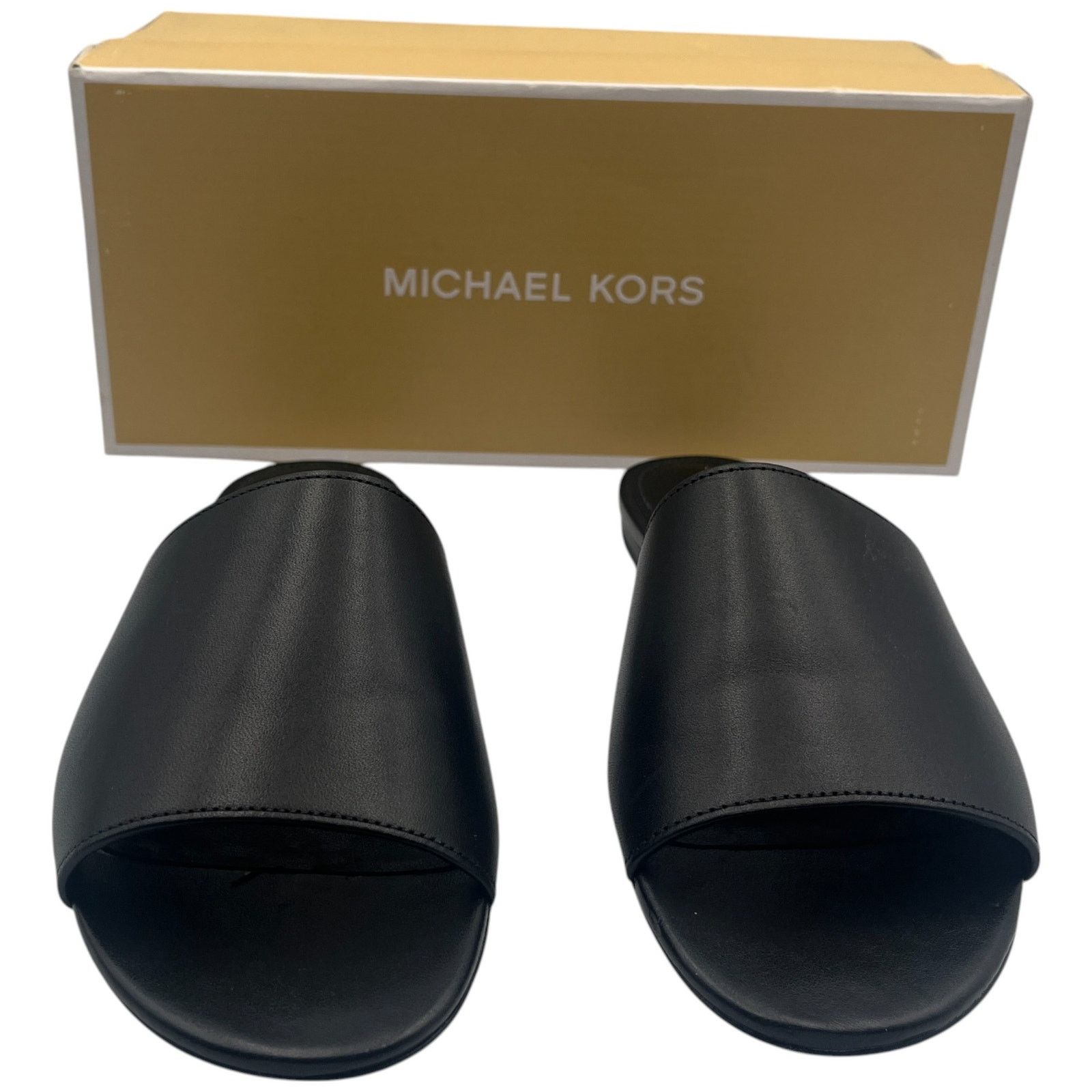 Michael Kors Michael Kors MK Shelly Leather Slides Flat Sandals Black 6M Size US 6 / IT 36 - 10 Thumbnail