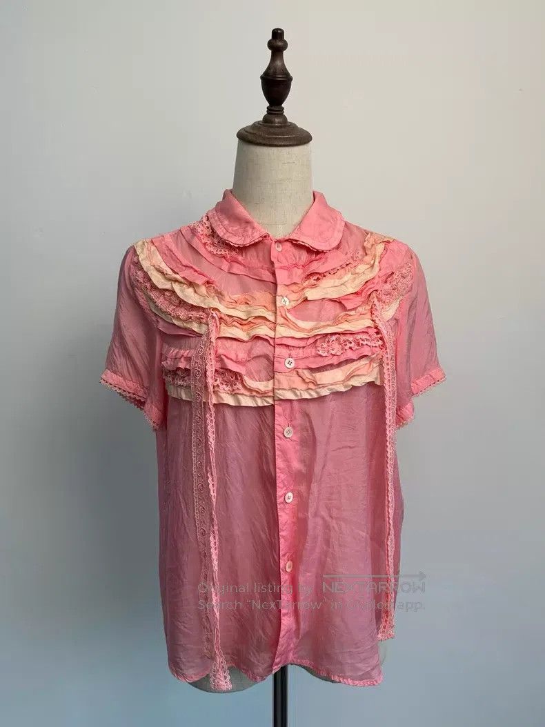 Comme des Garcons Comme Des Garcons size F Pink lace trim blouse Size M / US 6-8 / IT 42-44 - 4 Thumbnail
