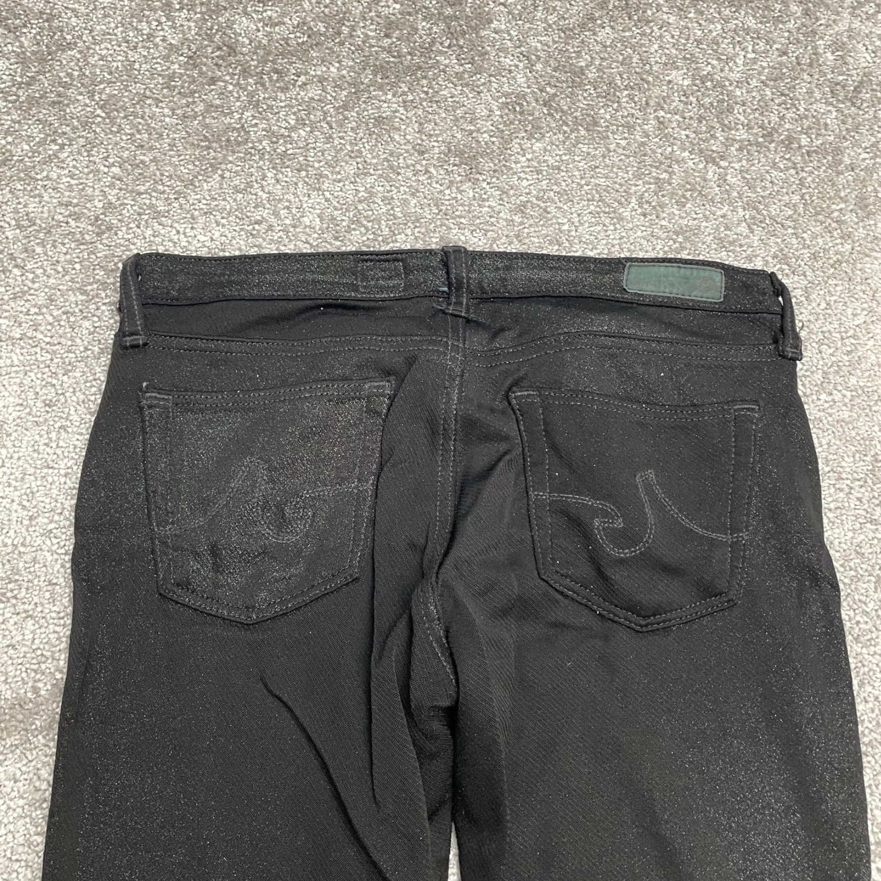 Vintage AG Adriano Goldschmied Jeans Jegging Womens 30R Black Mid Rise Glittered 30x29 Size 30" / US 8 / IT 44 - 4 Thumbnail