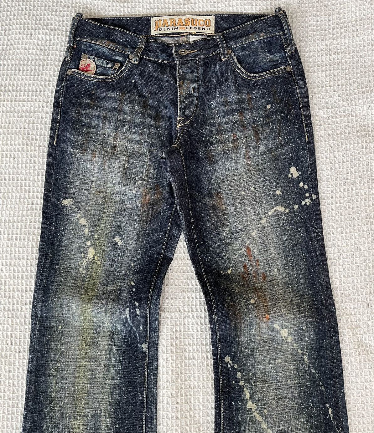 Parasuco Vintage🔥PARASUCO🔥Bootcut Rusty Blue Paint Denim Punk Size US 31 - 3 Thumbnail