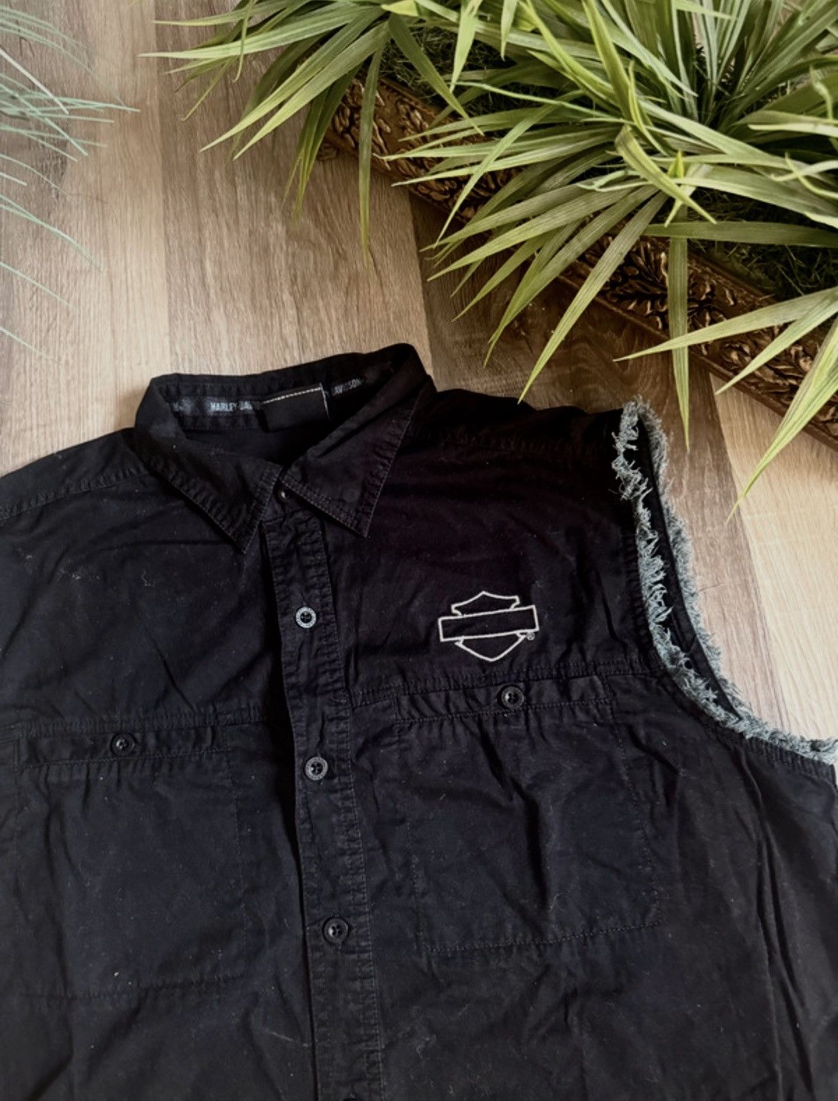 Harley Davidson Harley-Davidson Sleeveless Black Denim Shirt Cutoff Vest Men Size US M / EU 48-50 / 2 - 5 Thumbnail
